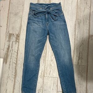 7 For All Mankind High Rise Paperbag Skinny Jeans with Bow Detail